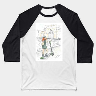 Girl on a scooter Baseball T-Shirt